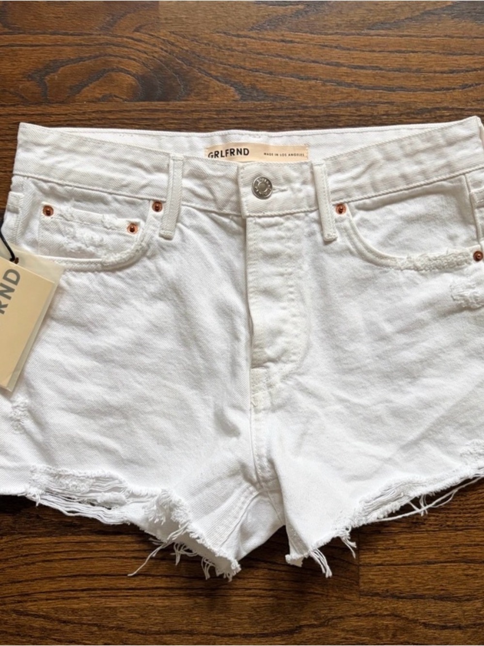 NWT- GRLFRND Helena White High-Rise Shorts